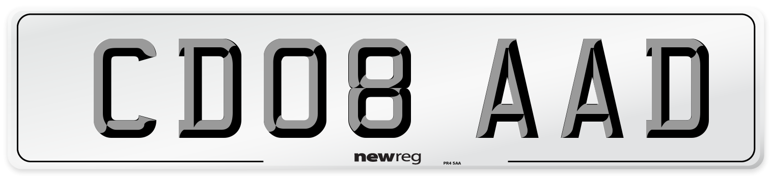 CD08 AAD Number Plate from New Reg